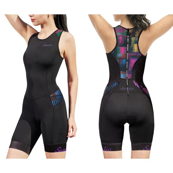 NWT Santic Triathlon Suit Tri-Suit  Padded One-Piece Sleeveless Swimsuit Large - Picture 1 of 1